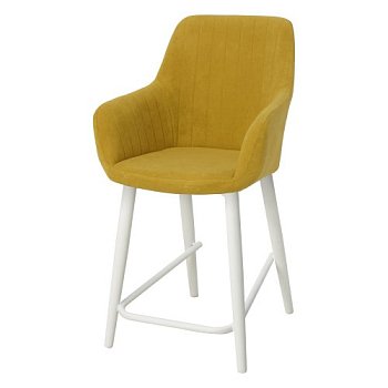 Полубарный стул с мягким сидением желтый в современном стиле (арт 19051) - Фото 2