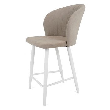 Полубарный стул слоновая кость с обивкой из велюра современный (арт 22579) - Фото 2