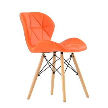 Стул деревянный с мягкой обивкой оранжевый eames (арт 6638) - Фото 2