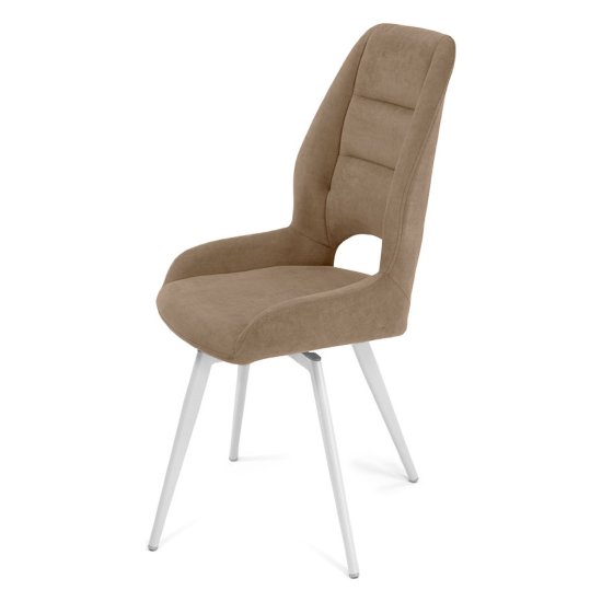 Стул на металлокаркасе мягкий кремовый из велюра (арт 35444) Фото 6