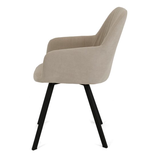 Стул с черными ножками мягкий бежевый велюровый (арт 22226) Фото 4