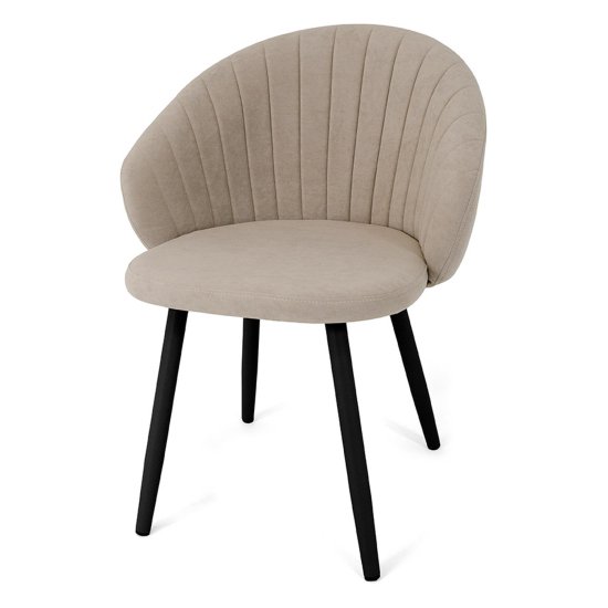 Стул с мягкой обивкой бежевый из велюра (арт 23217) Фото 3