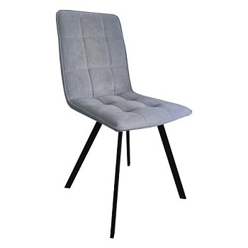 Стул на металлическом каркасе с черными ножками мягкий серый (арт 24939) - Фото 2