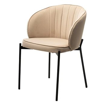 Стул с мягким сидением бежевый из велюра в современном стиле (арт 29052) - Фото 2