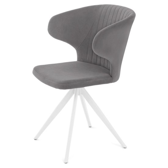 Стул на металлокаркасе мягкий серый из велюра (арт 35586) Фото 2
