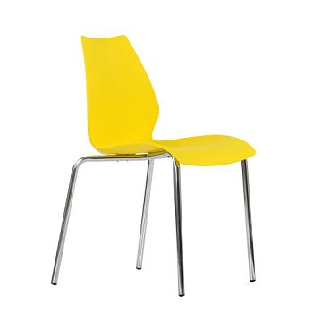 Стул на металлическом каркасе желтый пластиковый (арт 6630) - Фото 2