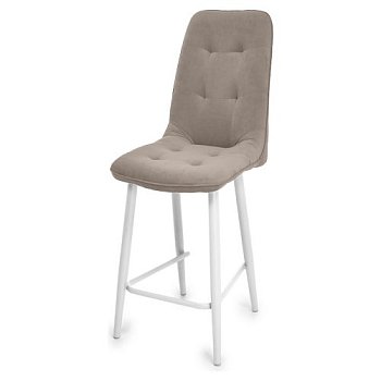 Стул барный на металлокаркасе мягкий бежевый велюровый (арт 20820) - Фото 2