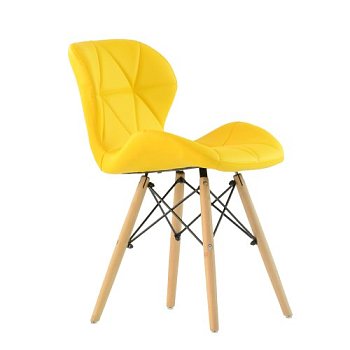 Стул кухонный дизайнерский с мягким сидением желтый eames style (арт 6637) - Фото 2