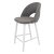 Стул полубарный на металлокаркасе мягкий серый из велюра (арт 21890)