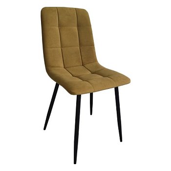 Стул на металлокаркасе с черными ножками мягкий желтый (арт 7399) - Фото 2