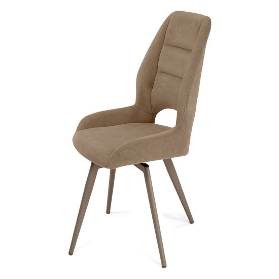 Стул на металлокаркасе мягкий бежевый из велюра (арт 35459) Фото 7