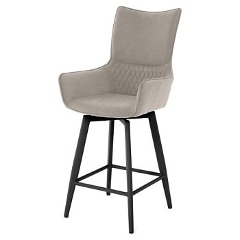 Барный стул с мягким сидением с подлокотниками бежевый (арт 35564) - Фото 2