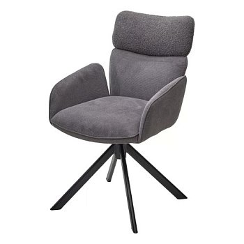 Стул на металлическом каркасе мягкий с подлокотниками серый (арт 33933) - Фото 2