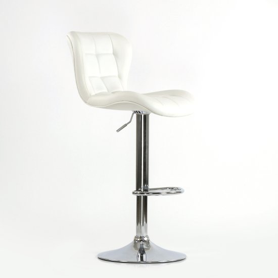 Стул барный высокий металлический ножки хром с мягким сидением белый (арт 5458) Фото 3