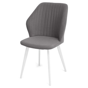 Стул на металлокаркасе с белыми ножками из велюра современный (арт 35383) - Фото 2