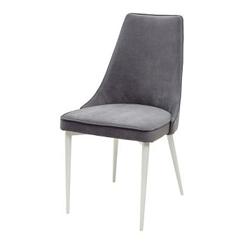 Стул ножки белые с мягкой обивкой серый из велюра (арт 11356) - Фото 2