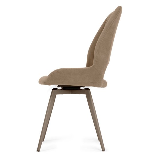 Стул на металлокаркасе мягкий бежевый из велюра (арт 35459) Фото 3