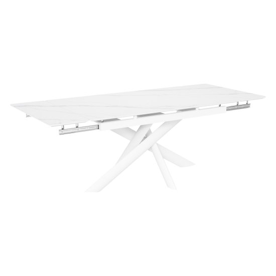 Обеденный стол раздвижной из керамогранита белый (арт 34683) Фото 2