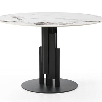 Стол дизайнерский круглый из керамогранита под камень (арт 31477) - Фото 2