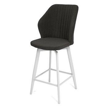 Барный стул на каркасе из металла мягкий коричневый из велюра (арт 35430) - Фото 2