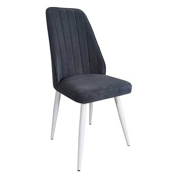 Стул на металлокаркасе с белыми ножками мягкий серый (арт 14919) - Фото 2