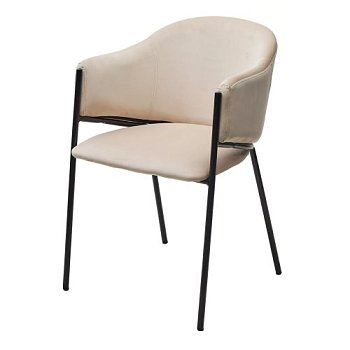 Стул на металлокаркасе мягкий с подлокотниками бежевый (арт 33618) - Фото 2