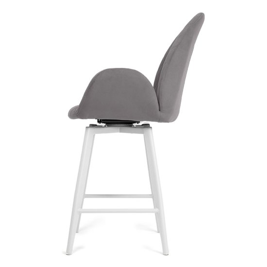 Барный стул мягкий серый из велюра (арт 33589) Фото 3