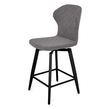Барный стул серый из велюра современный (арт 34159) - Фото 2