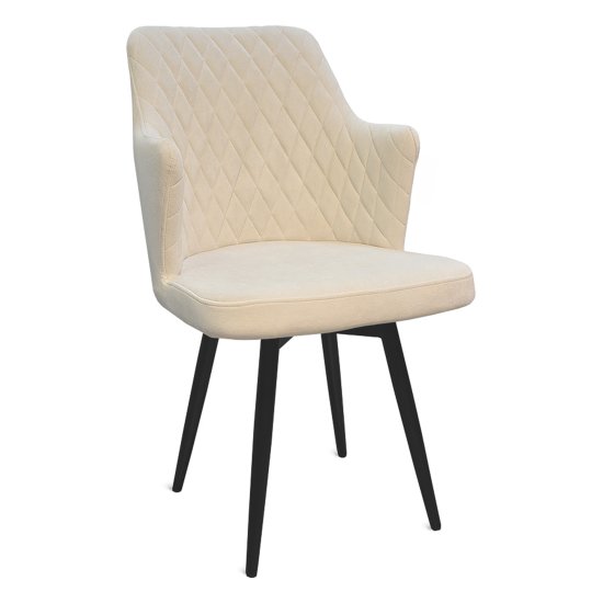 Стул с черными ножками мягкий бежевый бархатный (арт 31611) Фото 1