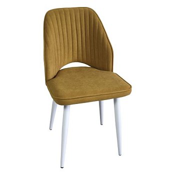 Стул с металлическими ножками мягкий бежевый современный (арт 31950) - Фото 2