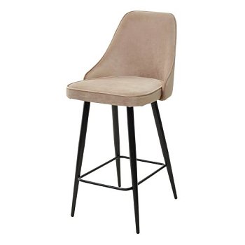 Барный стул с черными ножками бежевый велюровый (арт 28456) - Фото 2