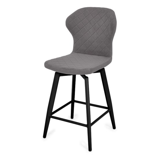 Барный стул серый из велюра современный (арт 34159) Фото 3
