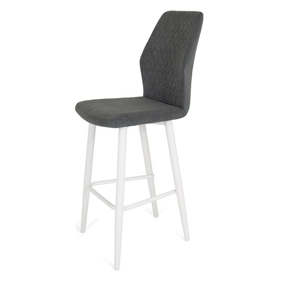 Стул барный на металлокаркасе серый из велюра (арт 20362) Фото 1
