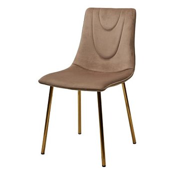 Стул на металлическом каркасе бежевый велюровый (арт 30756) - Фото 2