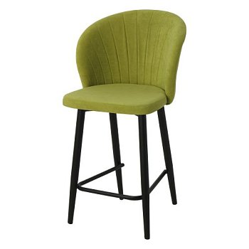 Полубарный стул на металлокаркасе мягкий зеленый из велюра (арт 22607) - Фото 2