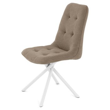 Стул с белыми ножками мягкий бежевый из велюра (арт 35335) - Фото 2