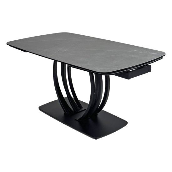 Стол раздвижной керамический под мрамор на одной ножке (арт 28889) Фото 1