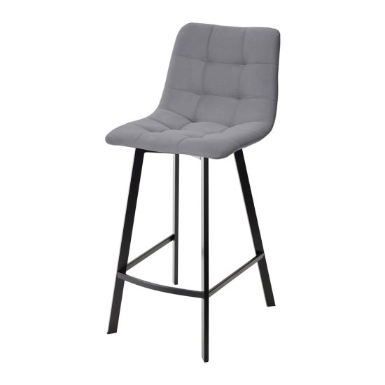 Барный стул серый с обивкой из велюра (арт 15508) Фото 1