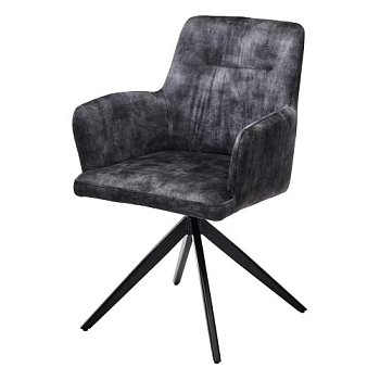 Стул-кресло мягкий серый велюровый современный (арт 33723) - Фото 2