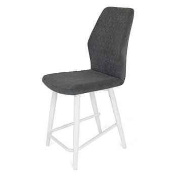 Стул полубарный серый с обивкой из велюра современный (арт 20216) - Фото 2