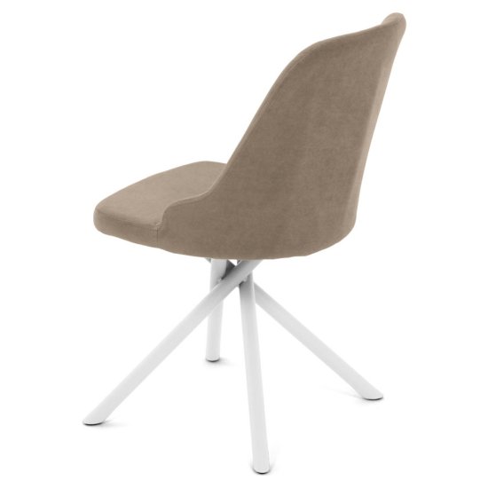 Стул с белыми ножками бежевый велюровый (арт 35542) Фото 3